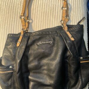 Black Leather purse with Tan Accents